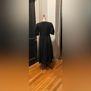 Tuckernuck Black Tiered Sundress with Puff Sleeves